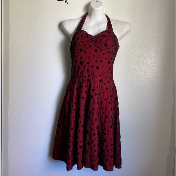Pin up style dress red with Polka dots - Picture 1 of 6